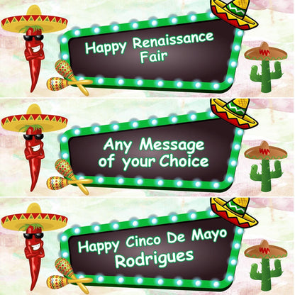 Personalised Cinco De Mayo Banners: Custom Message Party Decorations (Set of 2)
