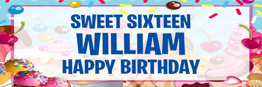 2 Personalised Sweet Sixteen Birthday Party Celebration Banner Decoration Poster