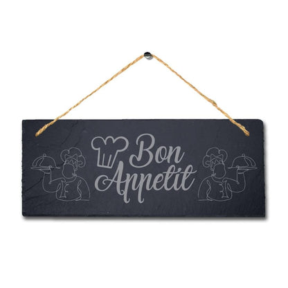 Bon Appetite Laser Engraved Hanging Slate Kitchen Restaurant Home Plaque Sign