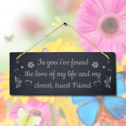 Love Best Friends Laser Engraved Hanging Slate Friendship Birthday Plaque Sign