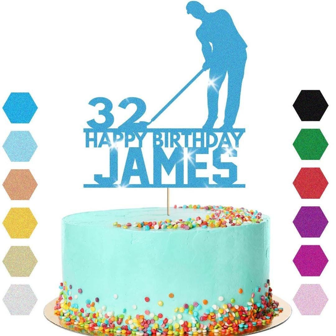 Golf Cake Topper Custom Golfer Golfing Birthday Cake Decoration Any Name & Age
