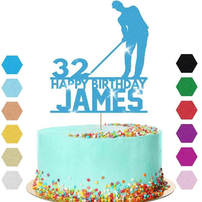 Golf Cake Topper Custom Golfer Golfing Birthday Cake Decoration Any Name & Age