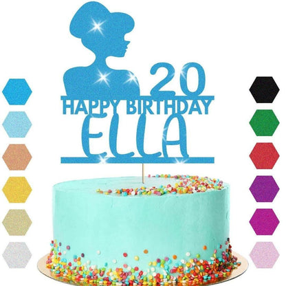 Glamorous Girls Cake Topper Personalised Birthday Decoration Any Name & Age