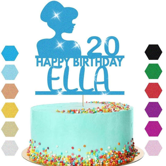 Glamorous Girls Cake Topper Personalised Birthday Decoration Any Name & Age