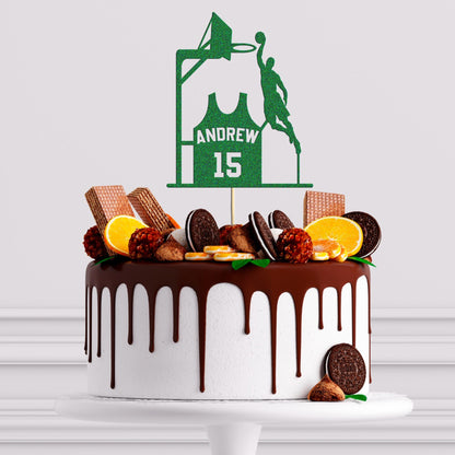 Personalised Basketball Player Cake Topper Any Name & Age Birthday Decoration