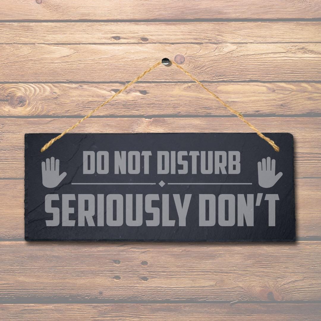 Do Not Disturb Seriously Dont Laser Engraved Hanging Slate Home Plaque Sign