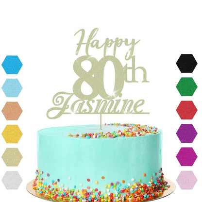 Personalised Name 80th Birthday Glitter Cake Topper Party Cake Decoration Gift