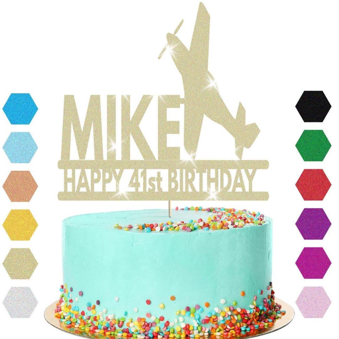 Personalised Aeroplane Birthday Cake Topper Airplane Decoration Any Name Age