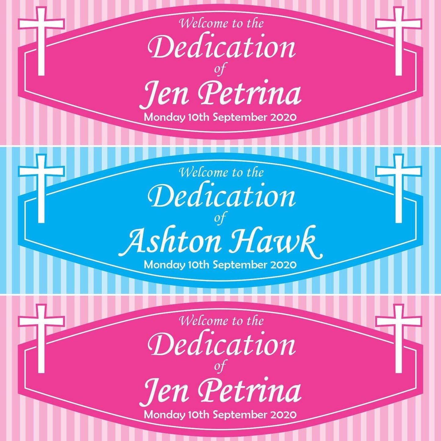 2 Personalised Welcome To The Dedication Celebration Banners Decoration Posters