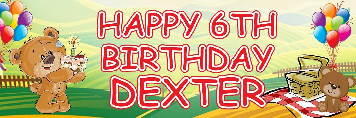 2 Personalised Teddy Bears Picnic Birthday Celebration Banners Decoration Poster