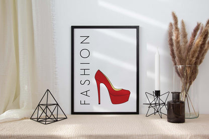 Red Heel Shoes Girls Bedroom Fashion Wall Art Home Room Decor Print Poster
