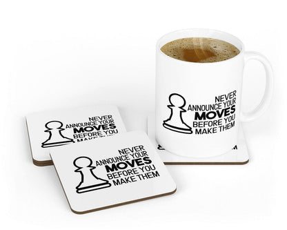 Chess Lover Mug: Never Announce Your Moves, Ceramic Coffee Cup Gift