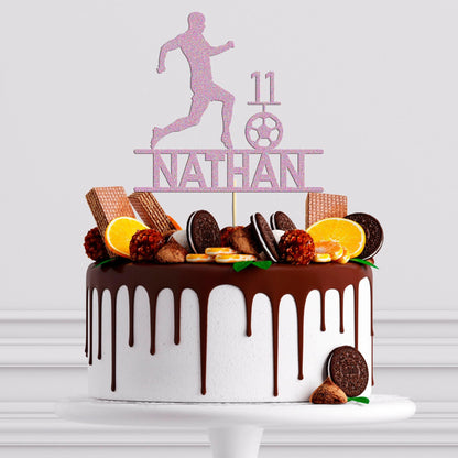Personalised Football Cake Topper Ideal For Footballer Birthdays! Add Any Name & Age