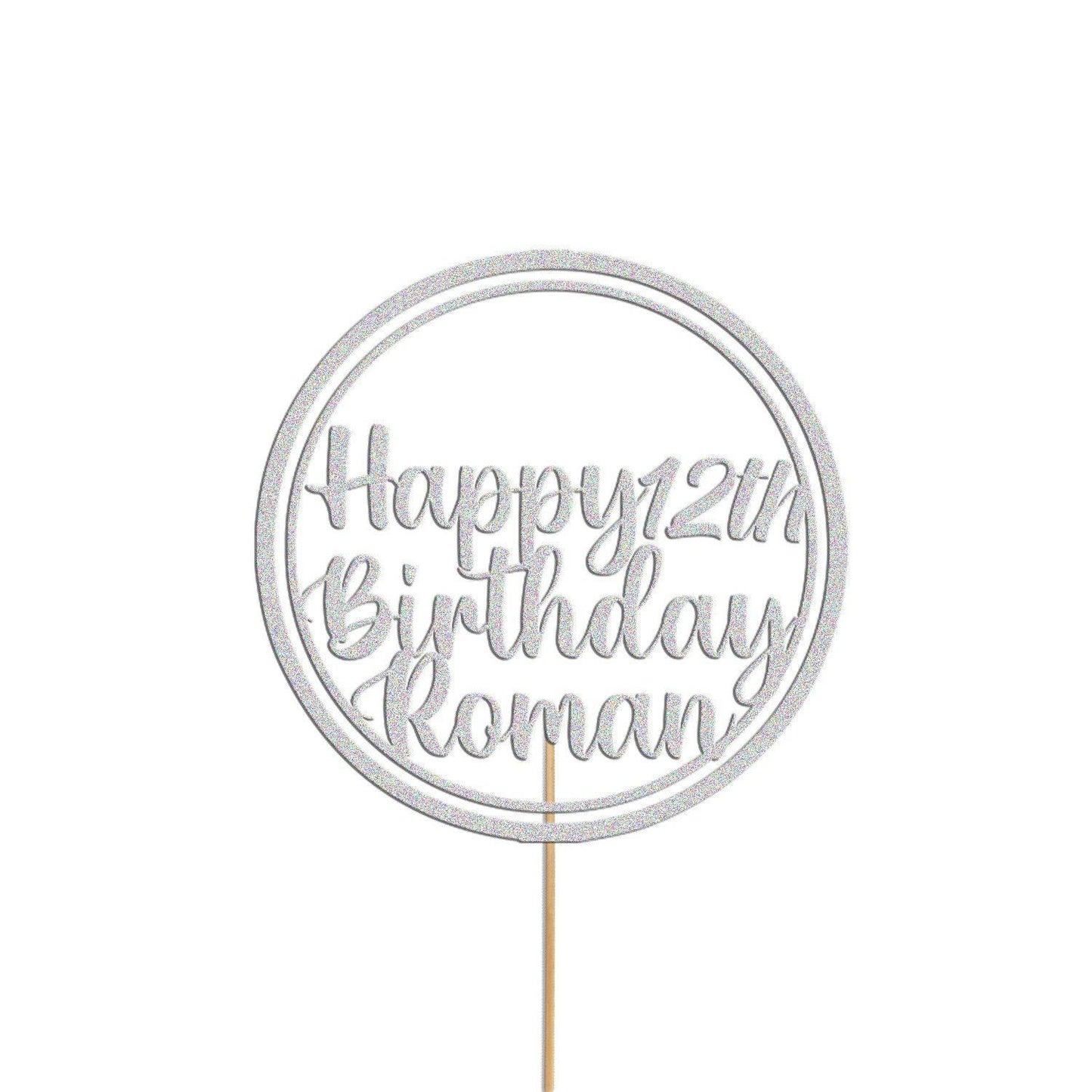 Personalised Glitter Cake Topper: Custom Name & Age