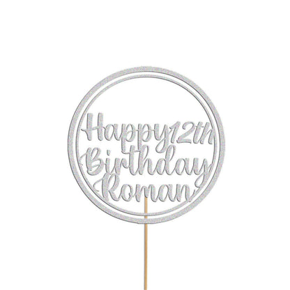 Personalised Glitter Cake Topper: Custom Name & Age