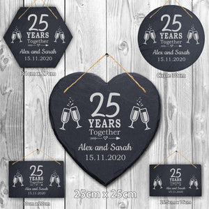 Personalised Couples Name Year Date Wedding Anniversary Hanging Slate Gift Sign