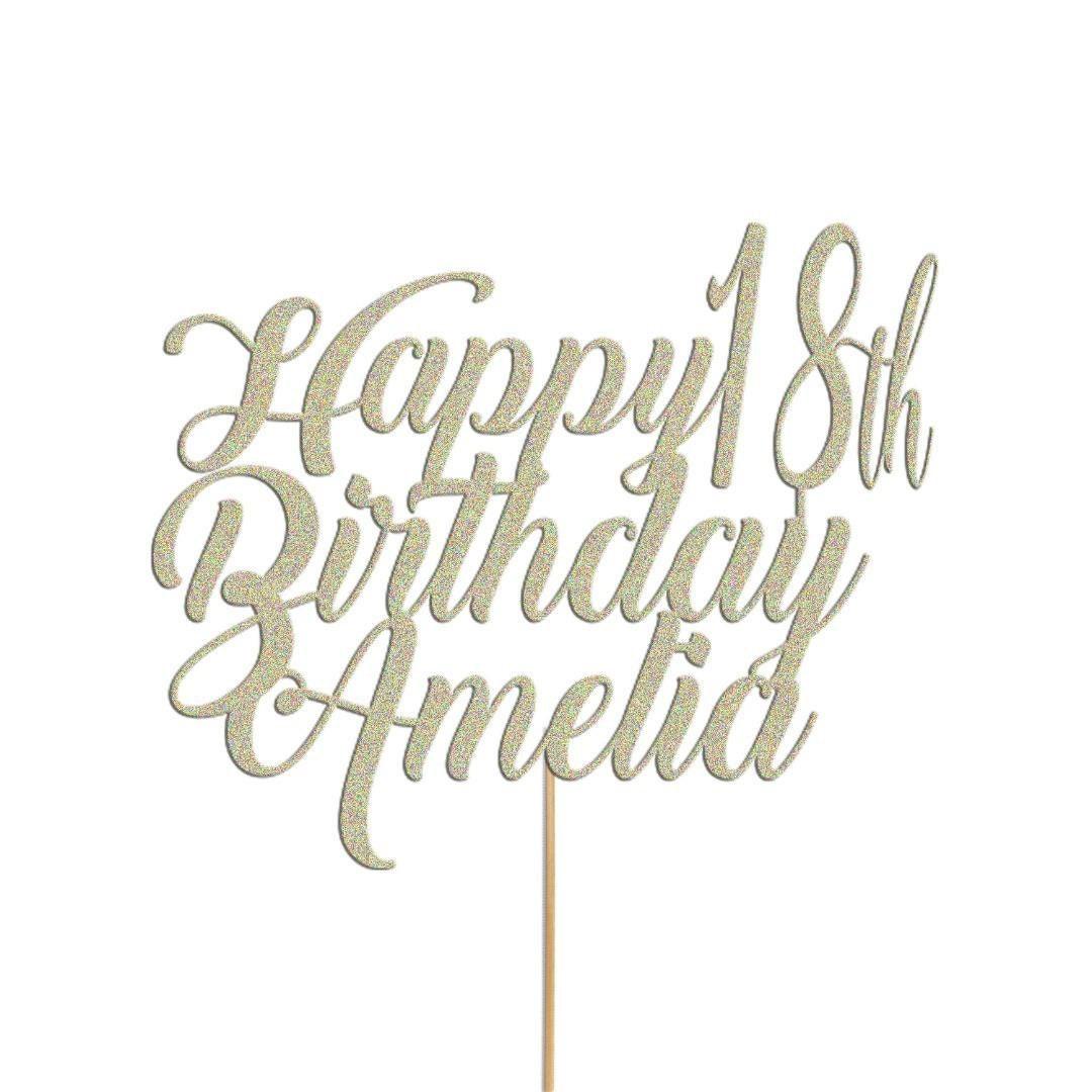 Personalised Cake Topper Any Custom & Text Birthday Wedding Glitter Decoration