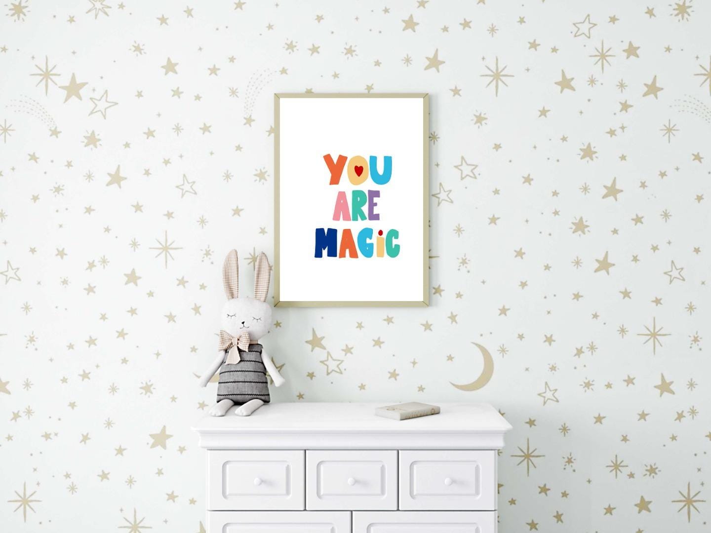 You Are Magic Kids Boho Watercolour Hand Painted Effect Nursery Wall Art Poster