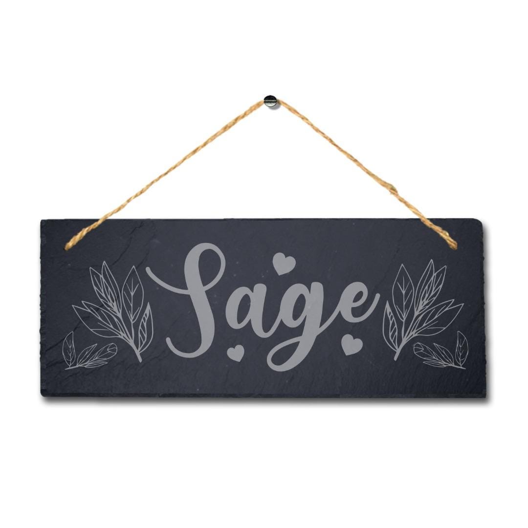Sage Laser Engraved Hanging Slate Vegetable Patch Garden Allotment Plaque Sign