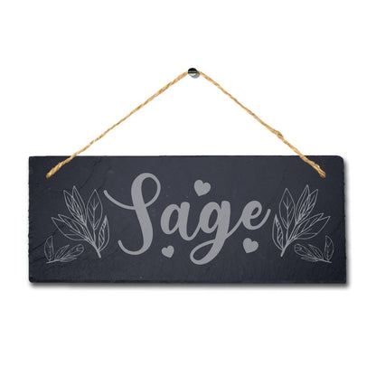 Sage Laser Engraved Hanging Slate Vegetable Patch Garden Allotment Plaque Sign