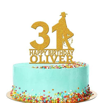 Personalised Acrylic Cowboy Wild West Boys Birthday Cake Topper Decoration Gift