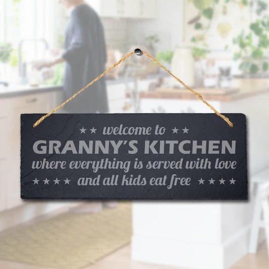 Personalised Kitchen Hanging Slate Sign Engraved Plaque Granny Mum Grandma Gift