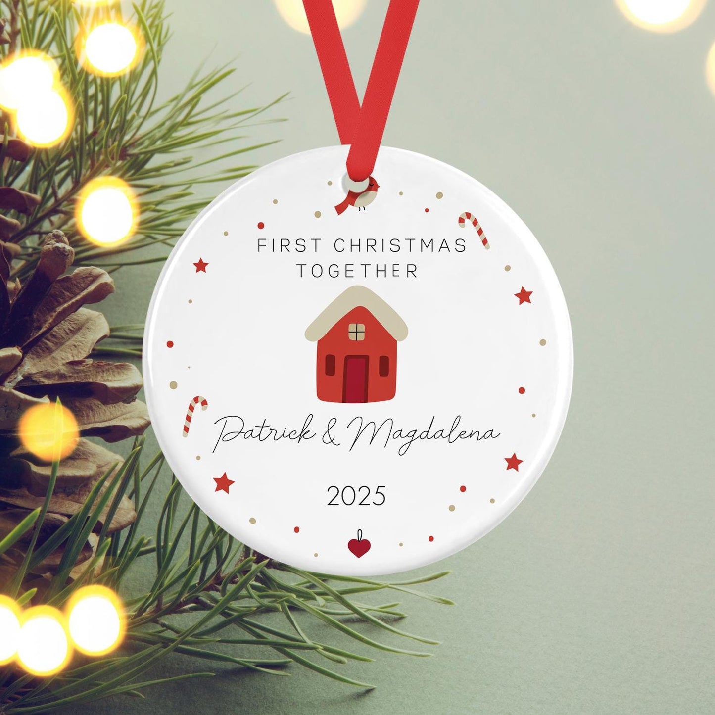 Custom Couples First Christmas Together Ceramic Bauble Hanging Ornament 1st Christmas Personalised Gift Wedding Present