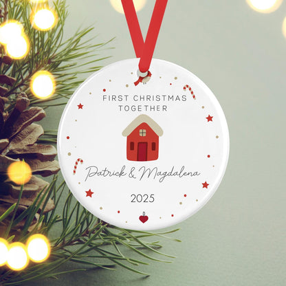 Custom Couples First Christmas Together Ceramic Bauble Hanging Ornament 1st Christmas Personalised Gift Wedding Present