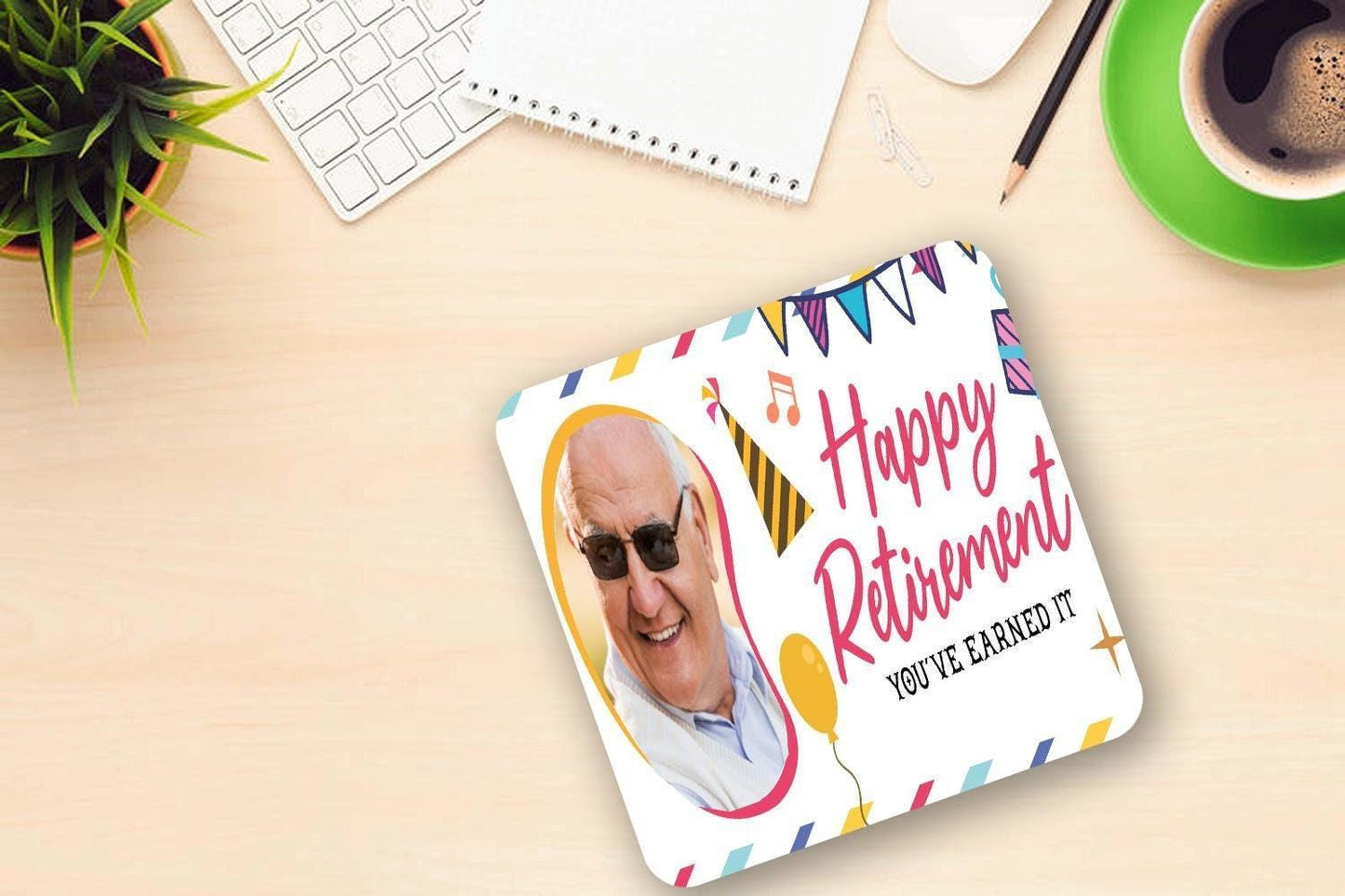 Personalised Happy Retirement Mug & Coaster Gift Set Retiring Leaving Keepsake