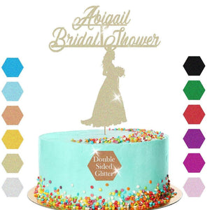Glitter Cake Topper - Bridal Shower - Personalised Decor For Wedding Celebration