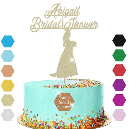 Glitter Cake Topper - Bridal Shower - Personalised Decor For Wedding Celebration
