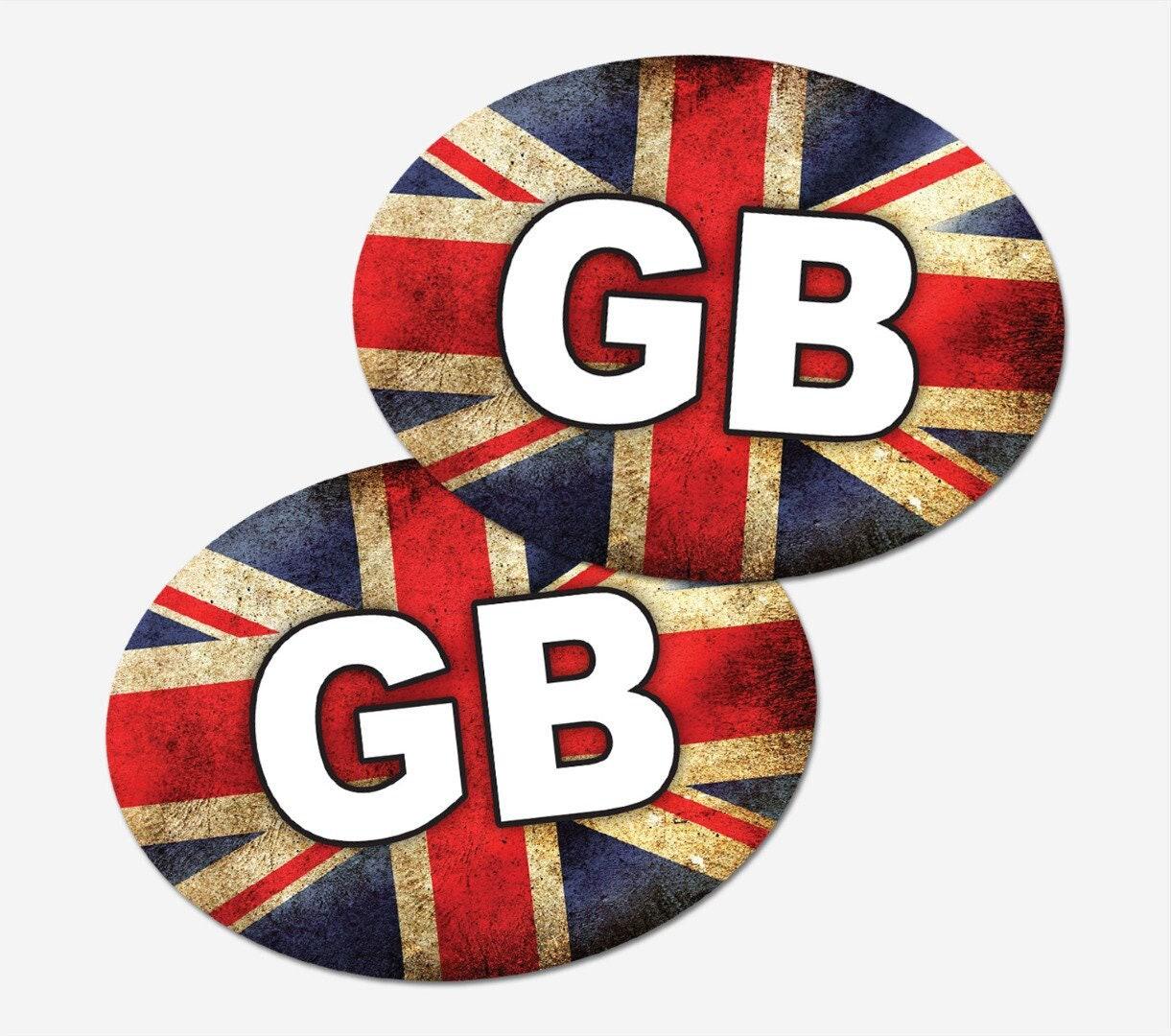 Union Jack GB Car Stickers: Oval Vinyl Decal (2 Pack)