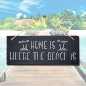 Beach House Slate Sign: Laser Engraved Ocean Decor