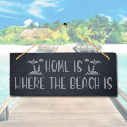 Beach House Slate Sign: Laser Engraved Ocean Decor