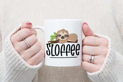 Sloth Coffee Mug and Coaster Set: Funny 'Sloffee' Tea Cup Gift