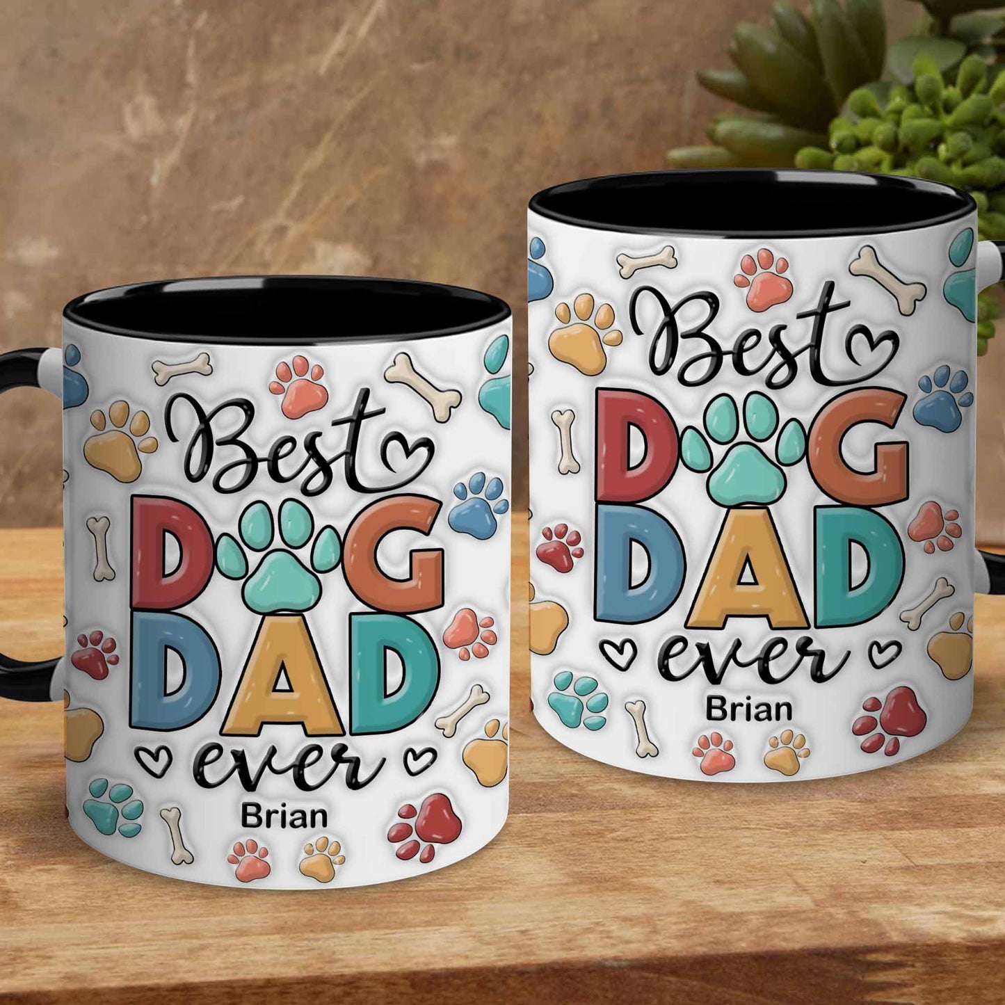 Mugs For Dog Dad | Ceramic Coffee Mug | Father's Day Gift | Stylish Printed Design | Tea & Coffee Cup | 11oz | Black Two-Tone Design