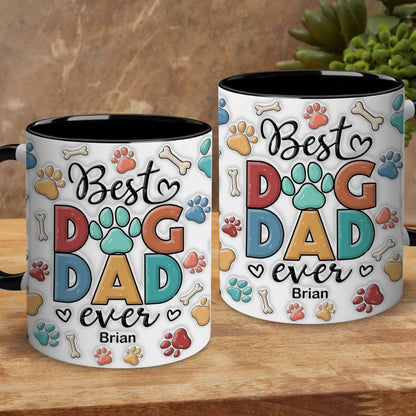 Mugs For Dog Dad | Ceramic Coffee Mug | Father's Day Gift | Stylish Printed Design | Tea & Coffee Cup | 11oz | Black Two-Tone Design