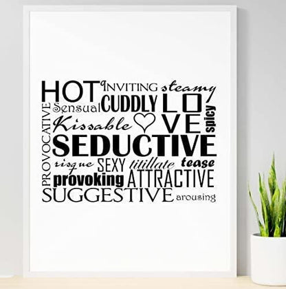 Hot Inviting Steamy Cuddly Love Romantic Positive Words Poster Print Wall