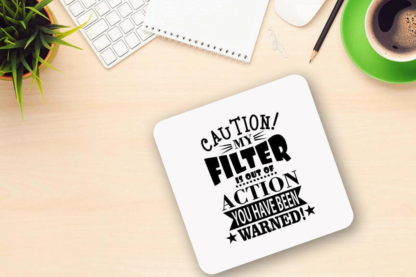Caution My Filter Out of Action Mug & Coaster Set