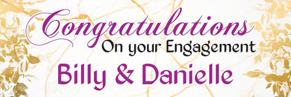 2x Personalised Rose Gold Engagement Party Banners Couples Names Decoration Poster