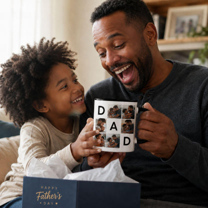 Personalized Fathers Day Mug | Ceramic Coffee Mug | Father's Day Gift | Stylish Printed Design | Tea & Coffee Cup | 11oz | Black Two-Tone Design
