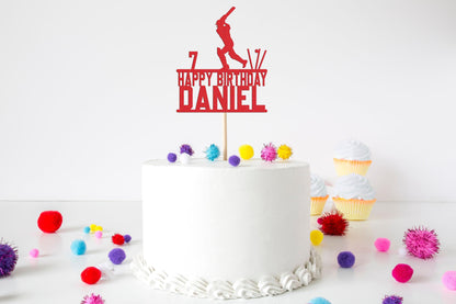 Personalised Glitter Cricket Cake Topper: Birthday Party Decor