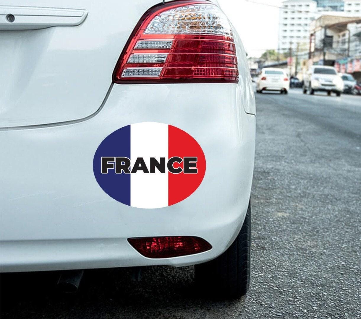 2 X France Flag Oval Car Stickers - Self-Adhesive Vinyl