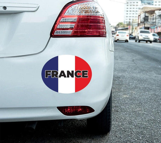 2 X France Flag Oval Car Stickers - Self-Adhesive Vinyl