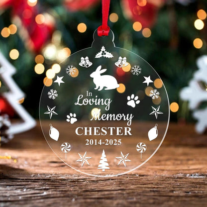 Personalised Rabbit Memorial Christmas Bauble Pet Memory Xmas Tree Ornament Gift