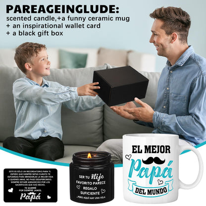 3 Pcs Father's Day for Dad in Spanish | Ceramic Coffee Mug | Father's Day Gift | Stylish Printed Design | Tea & Coffee Cup | 11oz