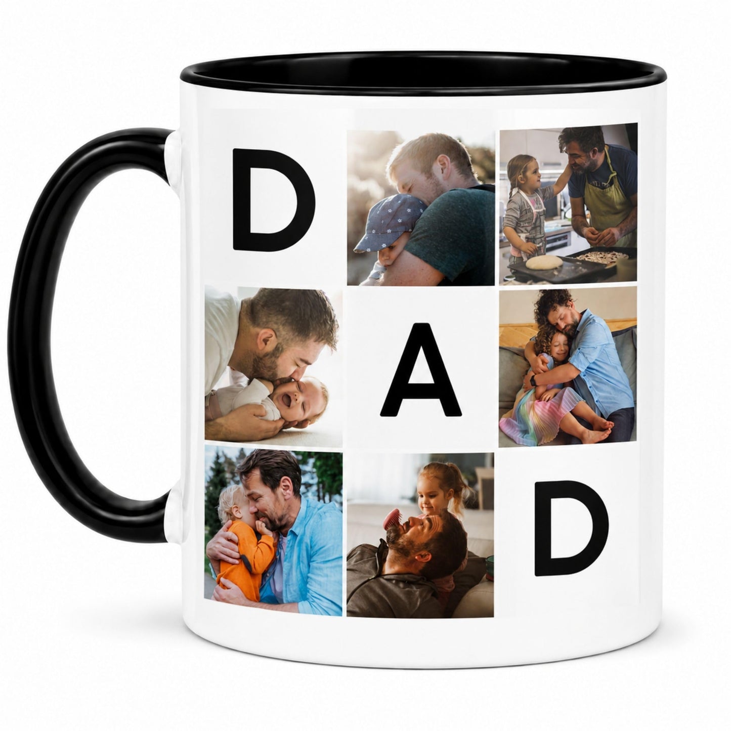 Personalized Fathers Day Mug | Ceramic Coffee Mug | Father's Day Gift | Stylish Printed Design | Tea & Coffee Cup | 11oz | Black Two-Tone Design