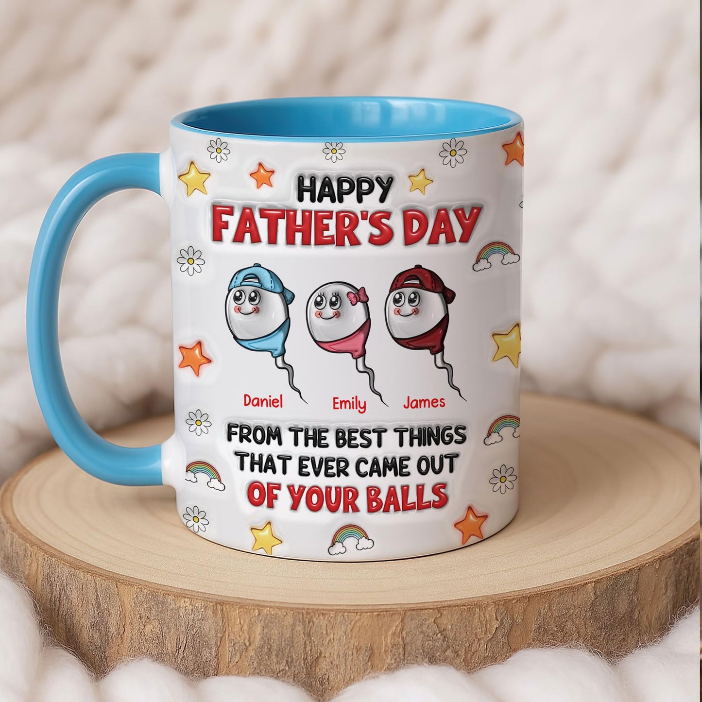 Happy Father's Day From The Best Thing That Ever Came Out Of Your Balls | Ceramic Coffee Mug | Father's Day Gift | Stylish Printed Design | Tea & Coffee Cup | 11oz | Black Two-Tone Design