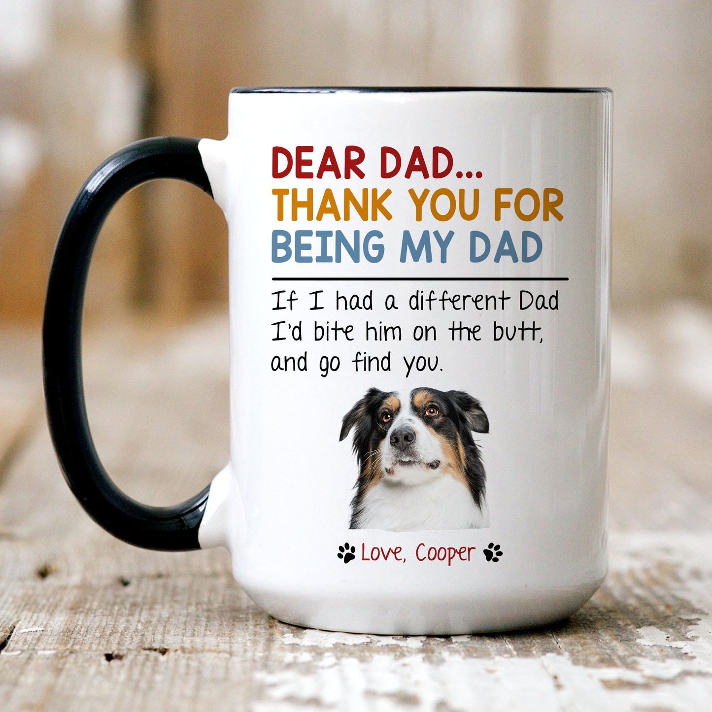 Personalized Thank You For Being My Dad | Ceramic Coffee Mug | Father's Day Gift | Stylish Printed Design | Tea & Coffee Cup | 11oz | Black Two-Tone Design