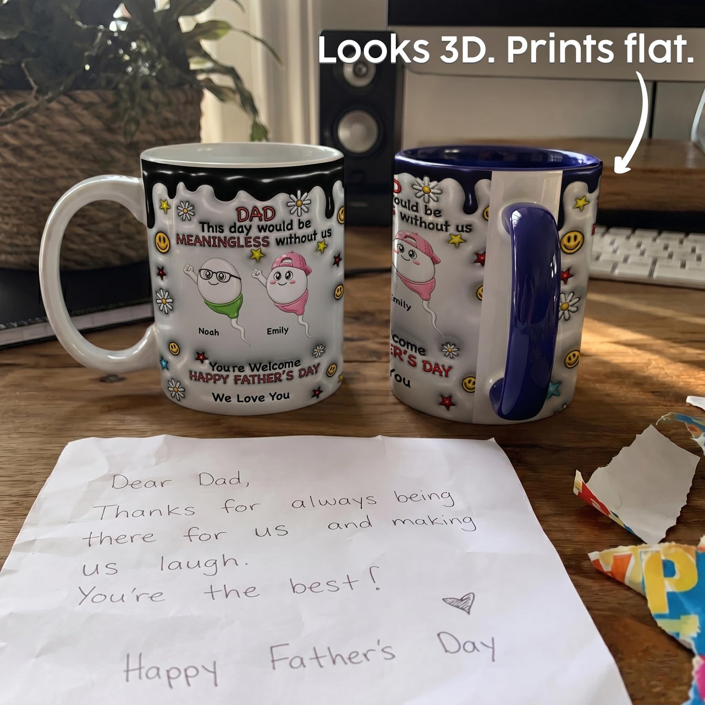 Personalized Funny Dad with Kids Names | Ceramic Coffee Mug | Father's Day Gift | Stylish Printed Design | Tea & Coffee Cup | 11oz | Red Two-Tone Design